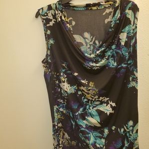 Worthington floral mock neck sleeveless blouse
